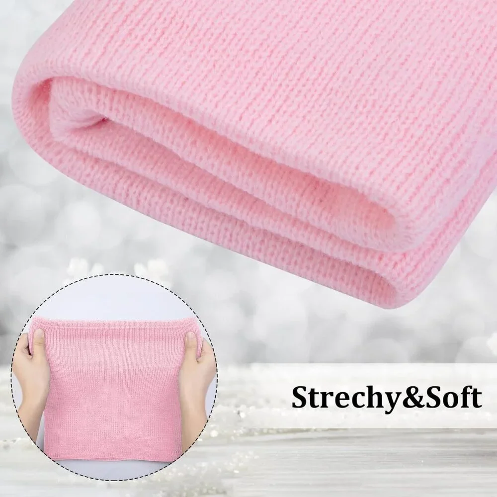 Women's H-black + Pink Scarf Winter Double-Layer Neck Warmer Knit Fleece